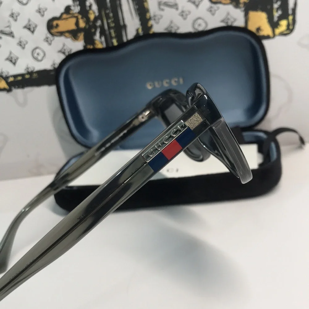 ✨ Brand New Gucci GG1116S 003 Sunglasses – Grey Frame with Blue Lenses ✨